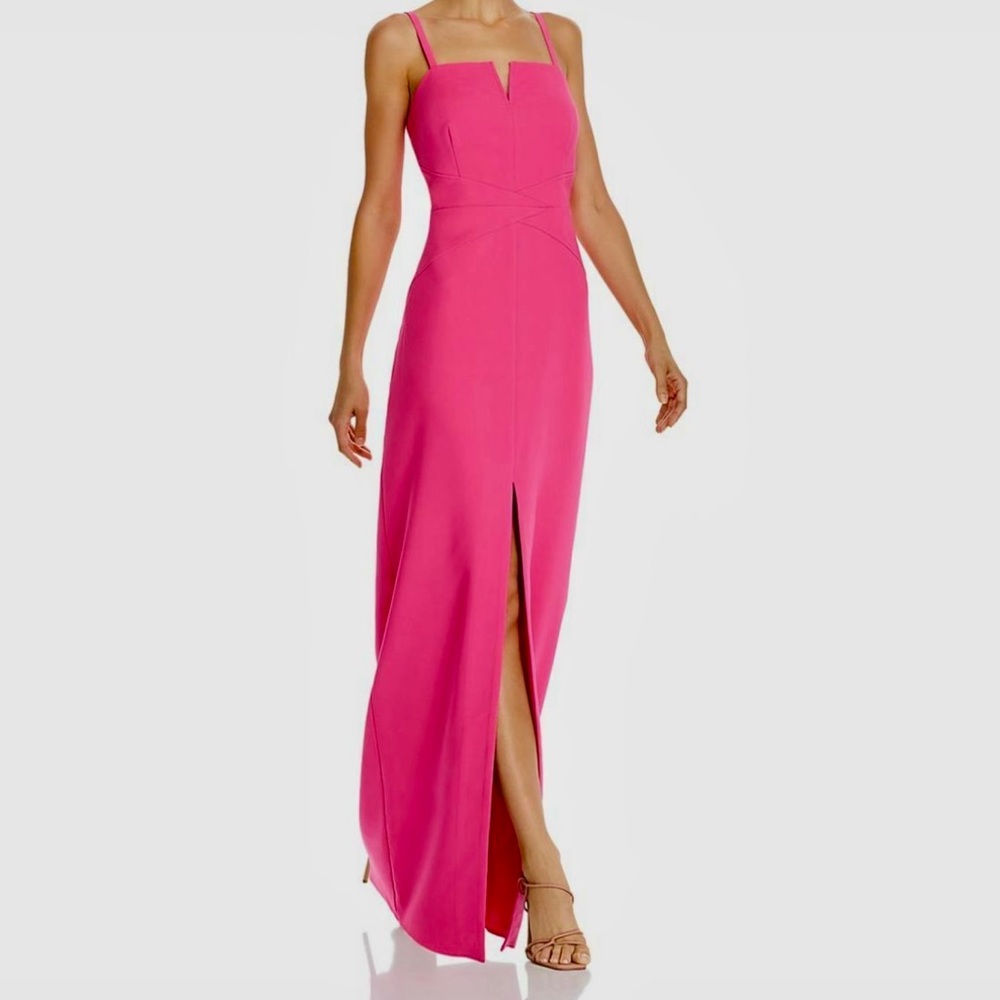 Laundry by Shelli Segal Women Barbie Hot Pink Sleeveless Crepe Gown Dress Sz 2
